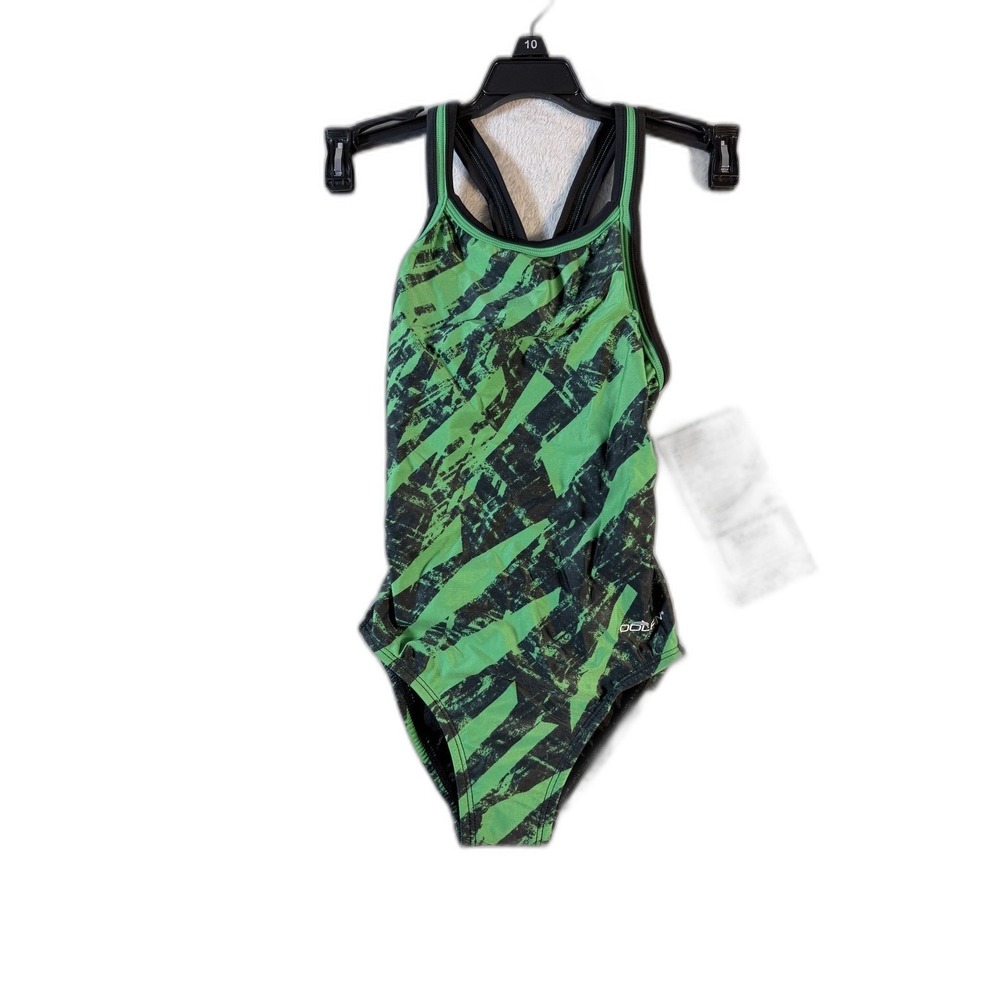 Dolfin Girls‎ Competitive One Piece Swimsuit Green Black Size 24 or 6 / small